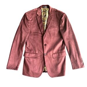 Ferrecci Mens Burgundy Blazer Jacket Paisley Lining Slim Fit Italy Design